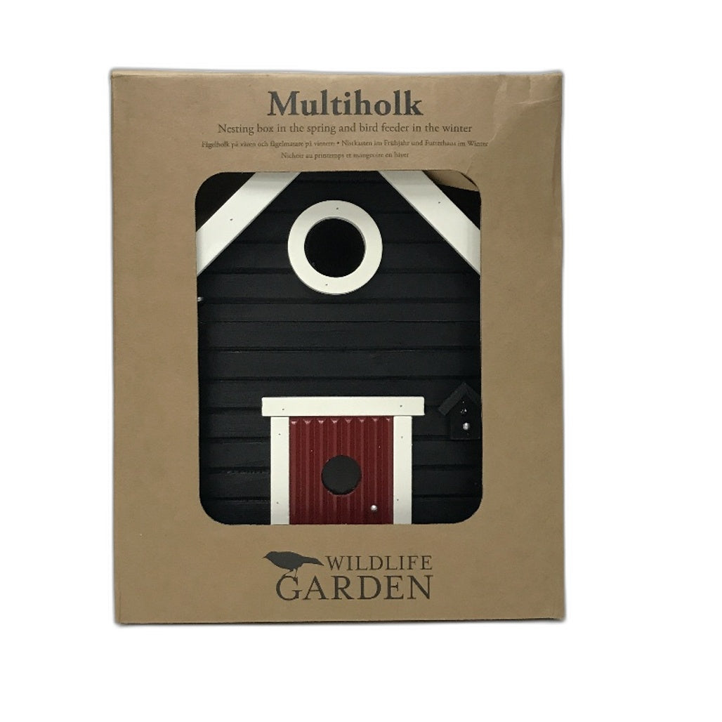 Wildlife Garden Black Multiholk Bird Nesting Box & Bird Feeder Table NEW