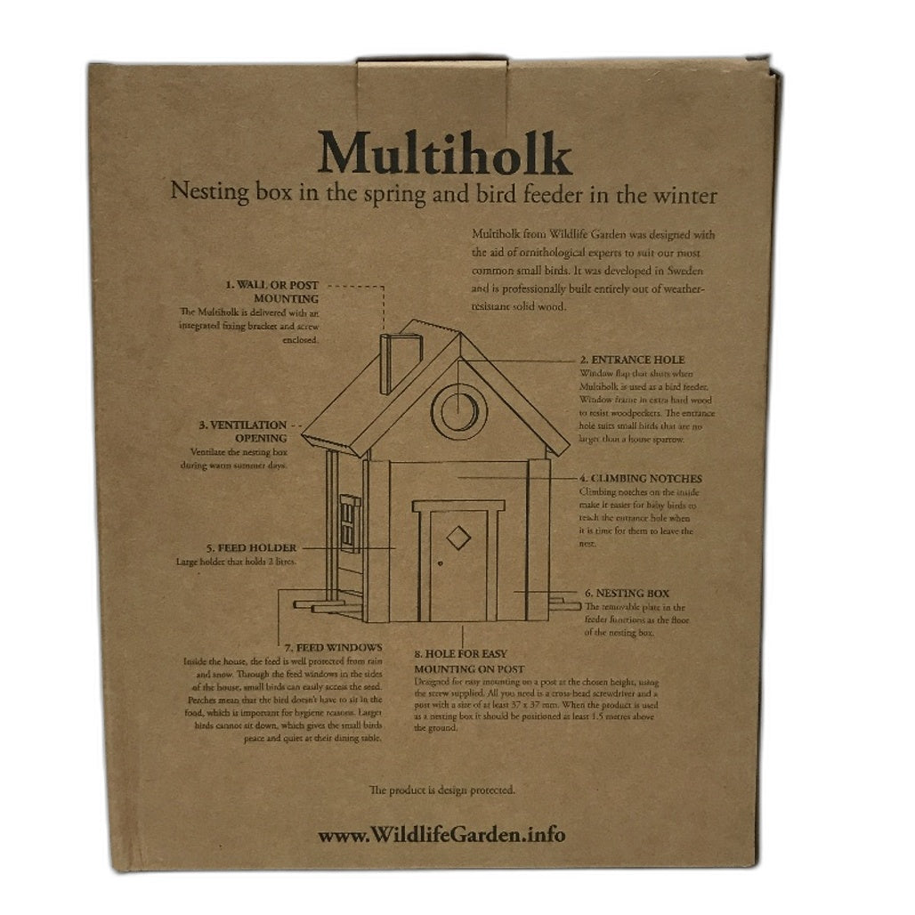 Wildlife Garden Black Multiholk Bird Nesting Box & Bird Feeder Table NEW