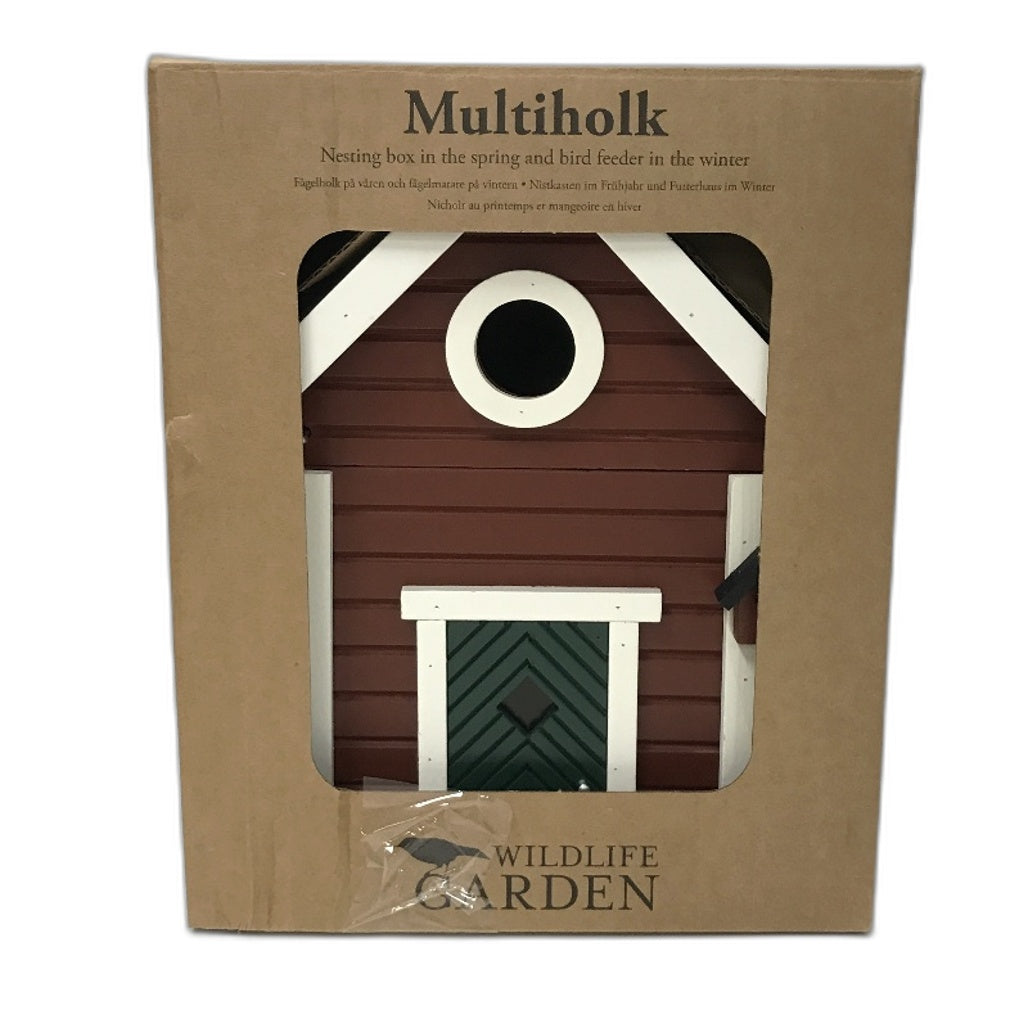 Wildlife Garden Red Multiholk Bird Nesting Box & Bird Feeder Table NEW