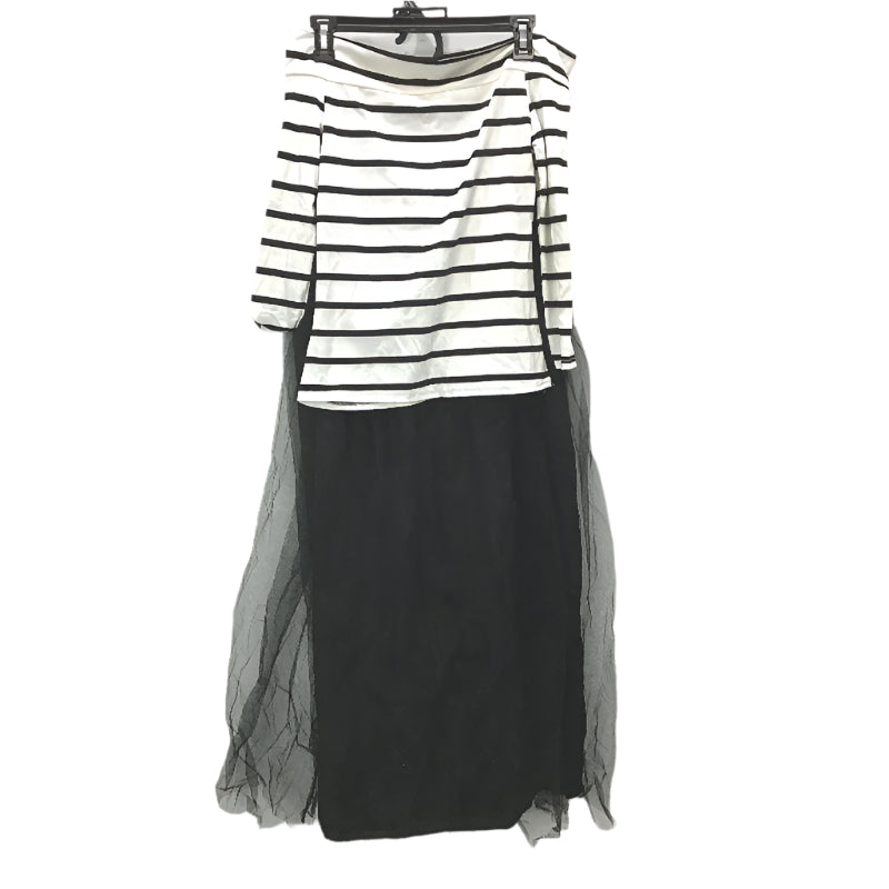 Wendy Tanic Black White Stripe Boat Neck Top & Maxi Tulle Skirt Set Womens Sz XL