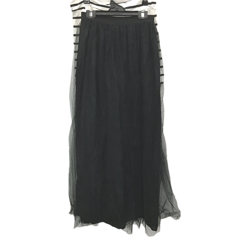 Wendy Tanic Black White Stripe Boat Neck Top & Maxi Tulle Skirt Set Womens Sz XL
