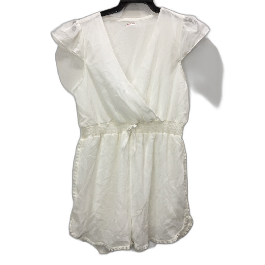 Wendy Tanic White V Neck Short Sleeve Chiffon Elastic Waistband Playsuit Womens Sz M