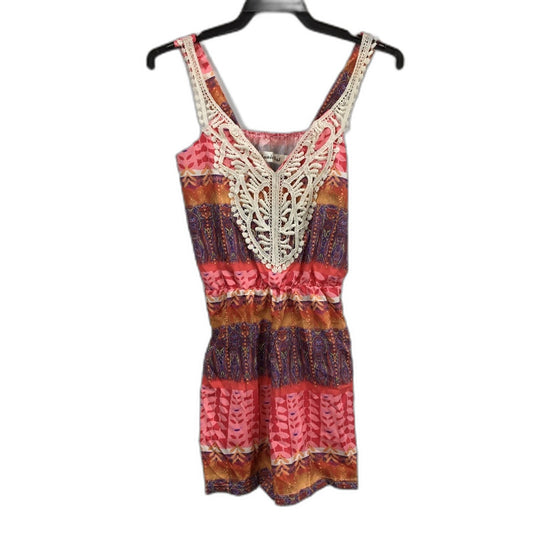Euniee Lai Lace Embroidered Front Bohemian Print Strappy Playsuit Womens Size S