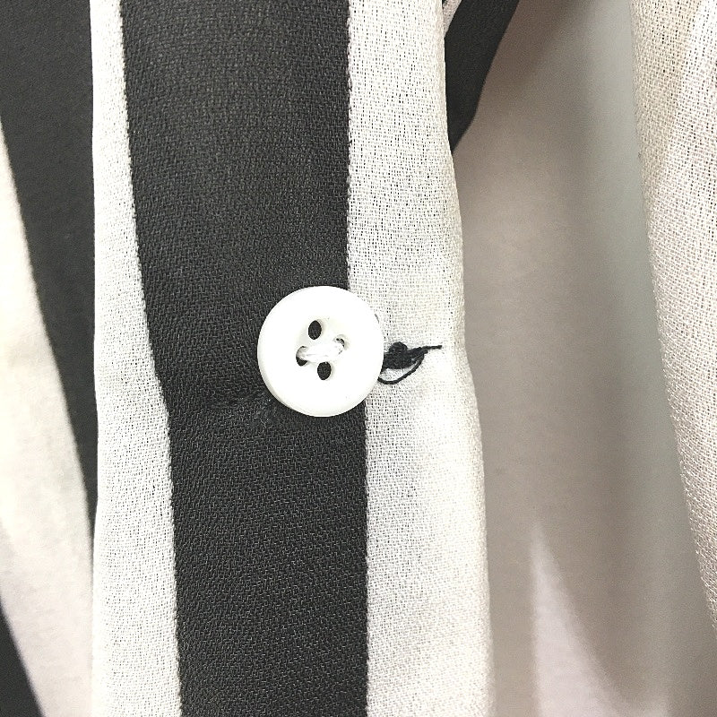 MELLE Chiffon Black & White Striped Long Sleeve Maxi Robe Dress Womens Size M