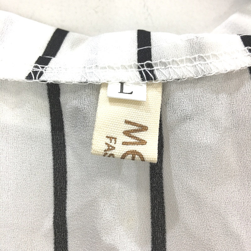 MELLE Chiffon Black & White Striped Long Sleeve Maxi Robe Dress Womens Size L