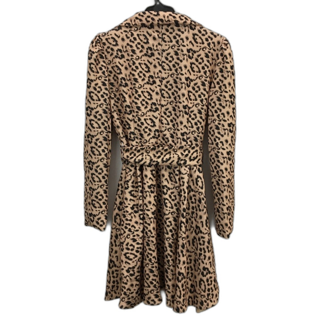 GELUOZUAN Single Button Leopard Long Sleeve Coat Dress With Belt Womens Size L
