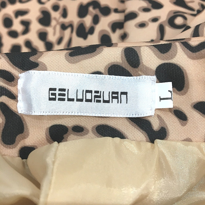 GELUOZUAN Single Button Leopard Long Sleeve Coat Dress With Belt Womens Size L