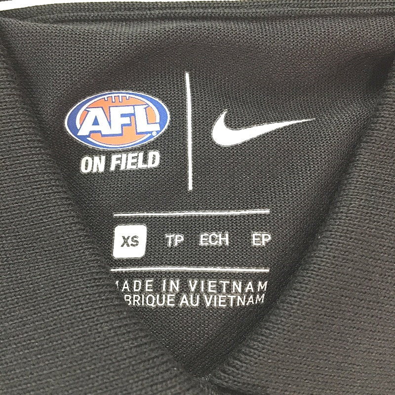 AFL Nike Collingwood Magpies Black Polo Shirt Short Sleeve Ladies Sz XS NEW
