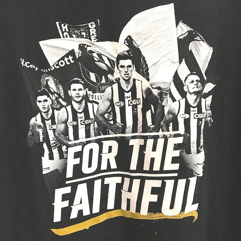 AFL Collingwood Magpies Black 'For The Faithful' T-Shirt Ladies Size 10/M NEW