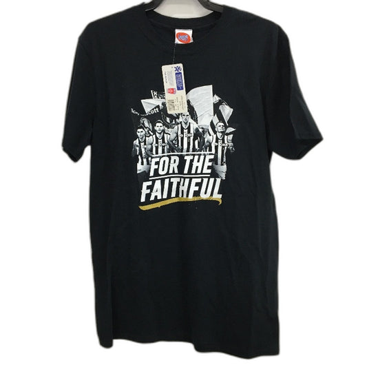 AFL Collingwood Magpies Black 'For The Faithful' T-Shirt Mens Size Medium NEW
