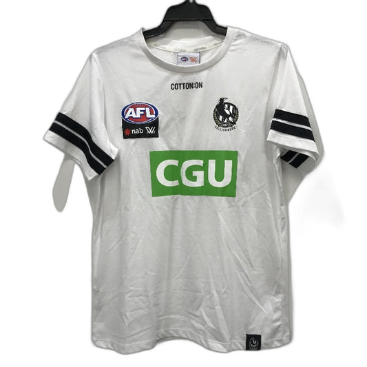 AFLW Collingwood Magpies 2020 Run-Out Tee White T-Shirt Ladies Size XS NEW