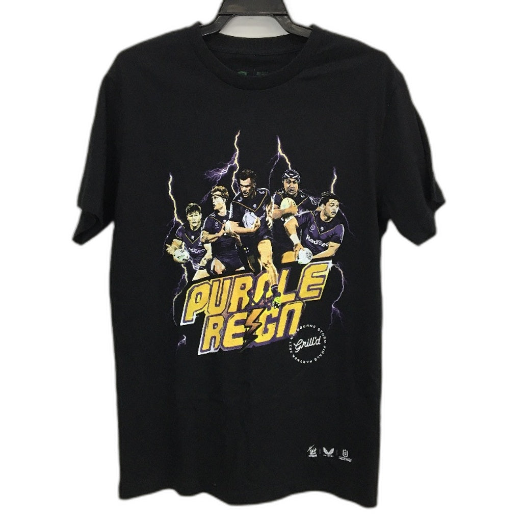 NRL Authentics 2021 Melbourne Storm Purple Reign Black T-Shirt Unisex Size M