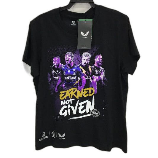 NRL Authentics 2022 Melbourne Storm 'Earned Not Given' T-Shirt Ladies Size XL