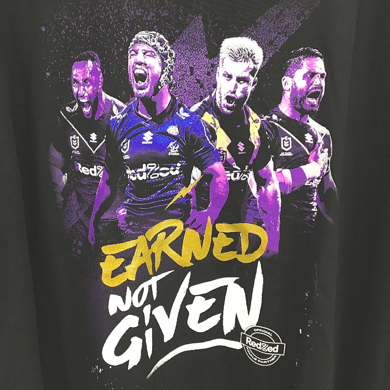 NRL Authentics 2022 Melbourne Storm 'Earned Not Given' Black T-Shirt Mens Sz 2XL