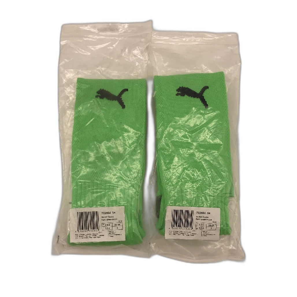 PUMA  2 Pack Fluro Green & Grey Striker Football High Sock Youth Sz US 3.5-6 NEW
