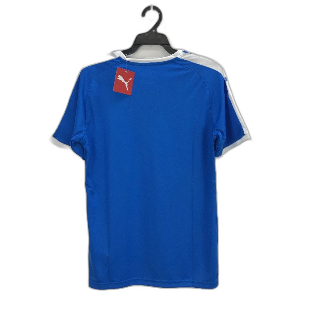 PUMA LIGA Jersey Electric Blue Lemonade & White Short Sleeve Tshirt Mens Sz XS