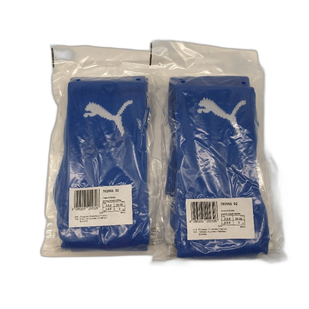 PUMA 2 Pack Royal Blue Team II Football High Socks Youth Size 2 US 3.5-6 NEW
