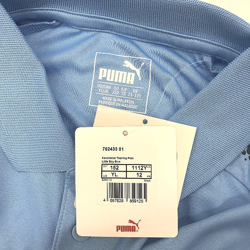PUMA Junior Blue Ascension Training Short Sleeve Polo Shirt Youth Size L 11-12Y