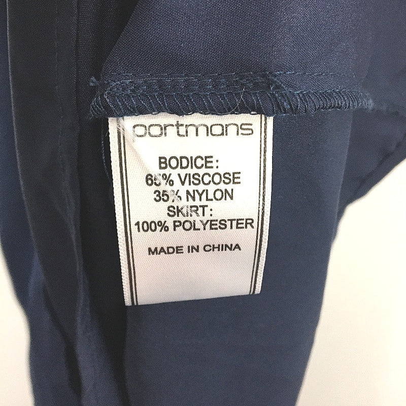 Portmans Navy Blue Charli Knit Woven Midi Dress Ladies Size M NEW