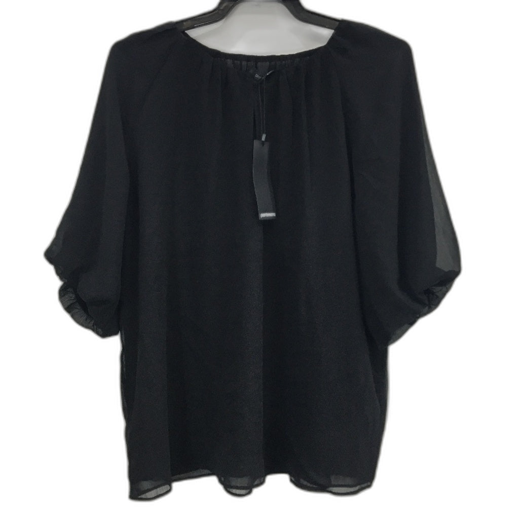 Portmans Black Flowy Shell Sleeve Lined Sheer Top Ladies Size 12 NEW