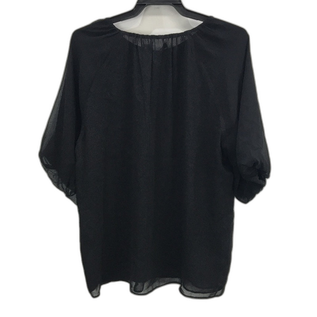 Portmans Black Flowy Shell Sleeve Lined Sheer Top Ladies Size 12 NEW