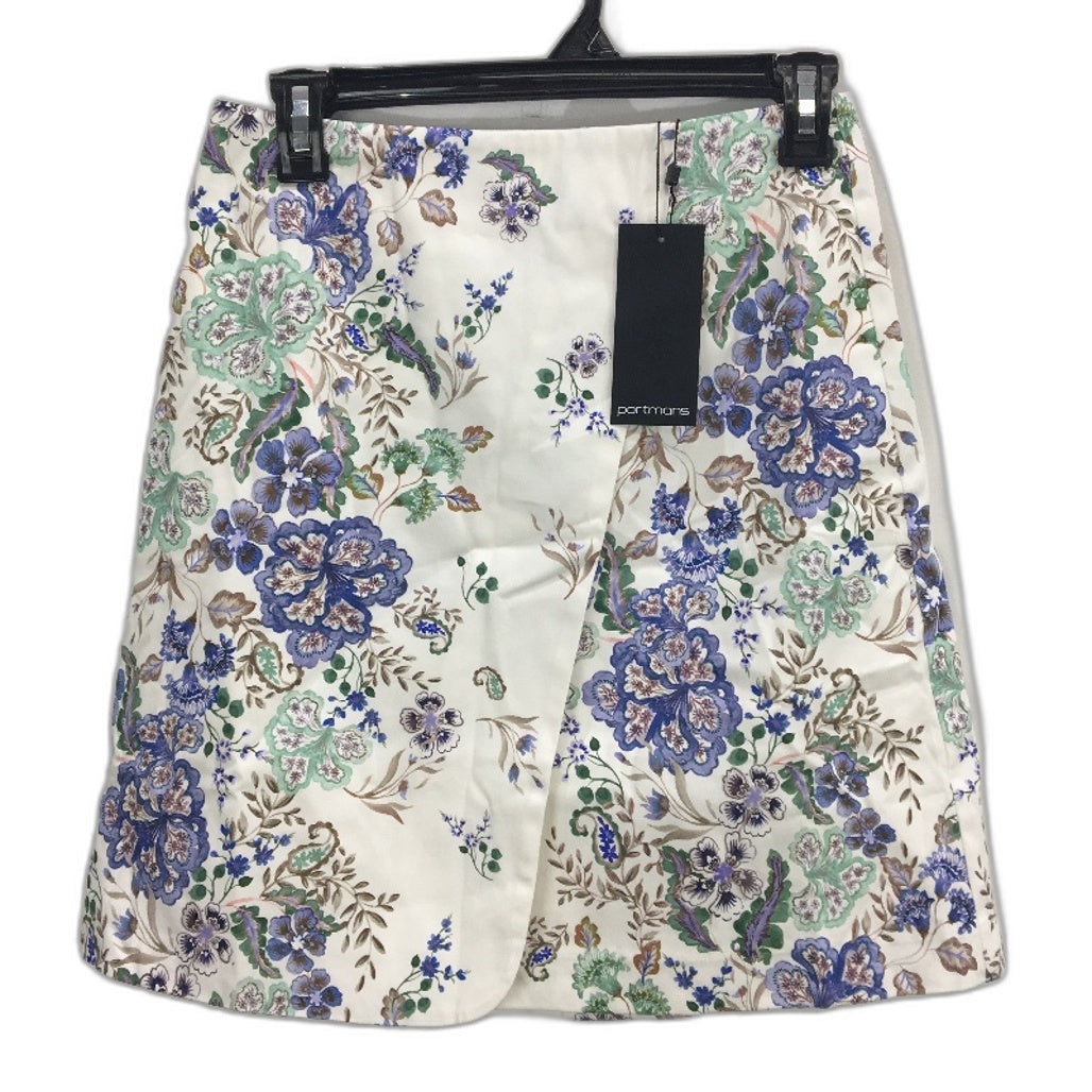 Portmans White & Floral Coral Sea Sateen Skirt Ladies Size 8 NEW