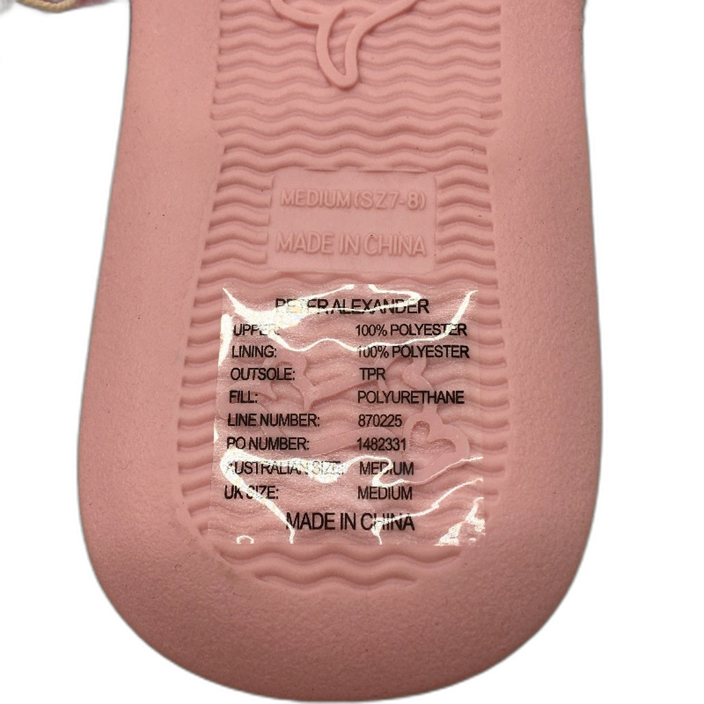 Peter Alexander Pink Soft Penny Logo Slide Slippers Ladies Sz Medium AU 7-8 NEW