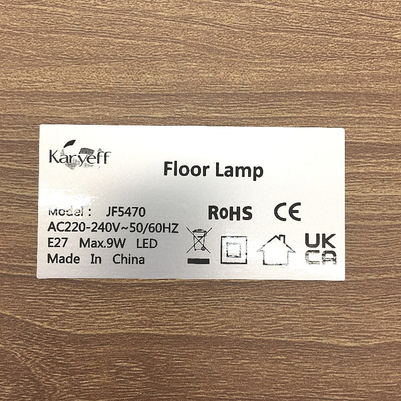 Corner Display Modern Floor Lamp With Wood Finish Shelves E27 LED Bulb Included