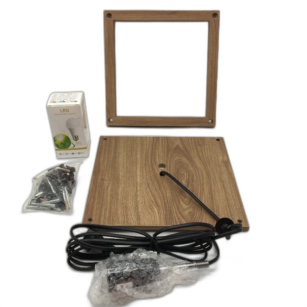 Corner Display Modern Floor Lamp With Wood Finish Shelves E27 LED Bulb Included