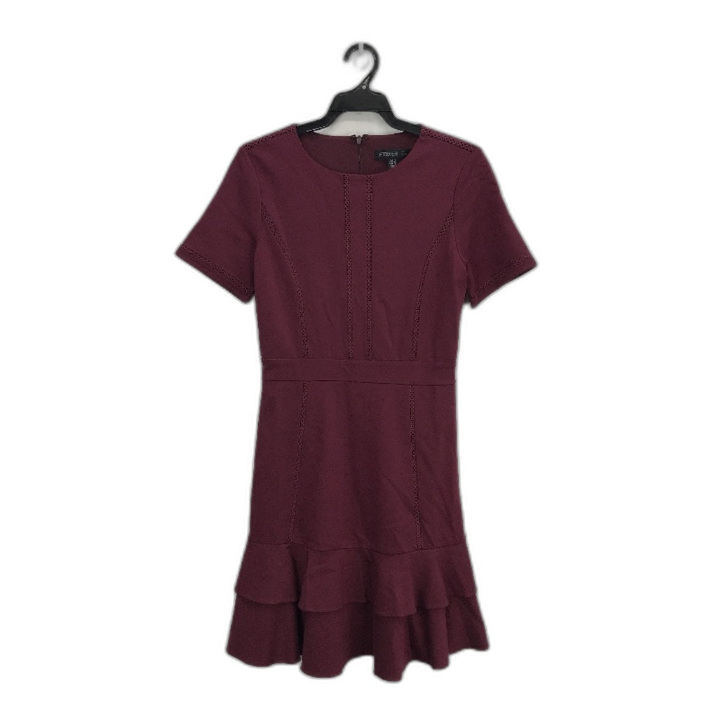 Forever New Plum Short Sleeve Ruffled Patterned Mini Dress Ladies Size AU 8 NEW