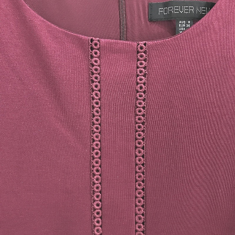 Forever New Plum Short Sleeve Ruffled Patterned Mini Dress Ladies Size AU 8 NEW