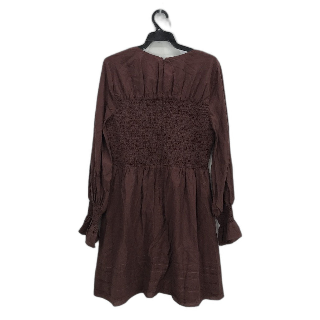 Ever New Brown Zip Back Long Sleeve High Neck Mini Dress Ladies Size AU 12 NEW