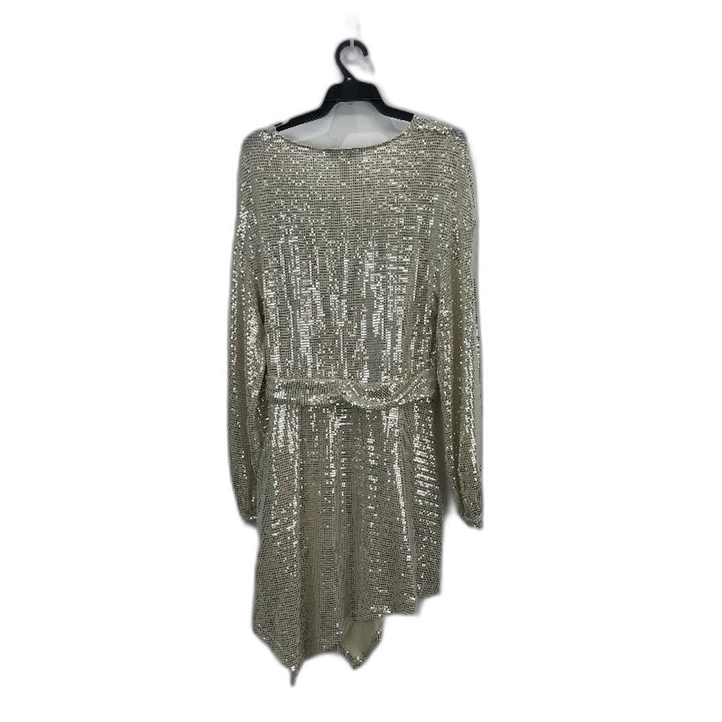 Ever New Light Gold Sparkly Long Sleeve Mini Party Dress Ladies Size AU 8 NEW