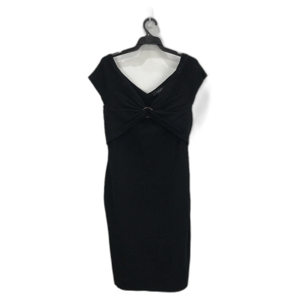 Ever New Black Bodycon Classy Crossover Ribbed Midi Dress Ladies Size AU 16 NEW