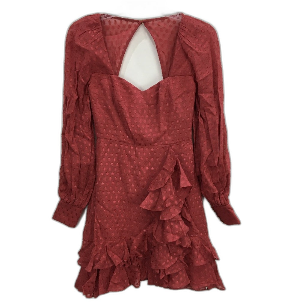 Ever New Red Pink Long Sleeve Embroidered Patterned Mini Dress Ladies Size AU 4
