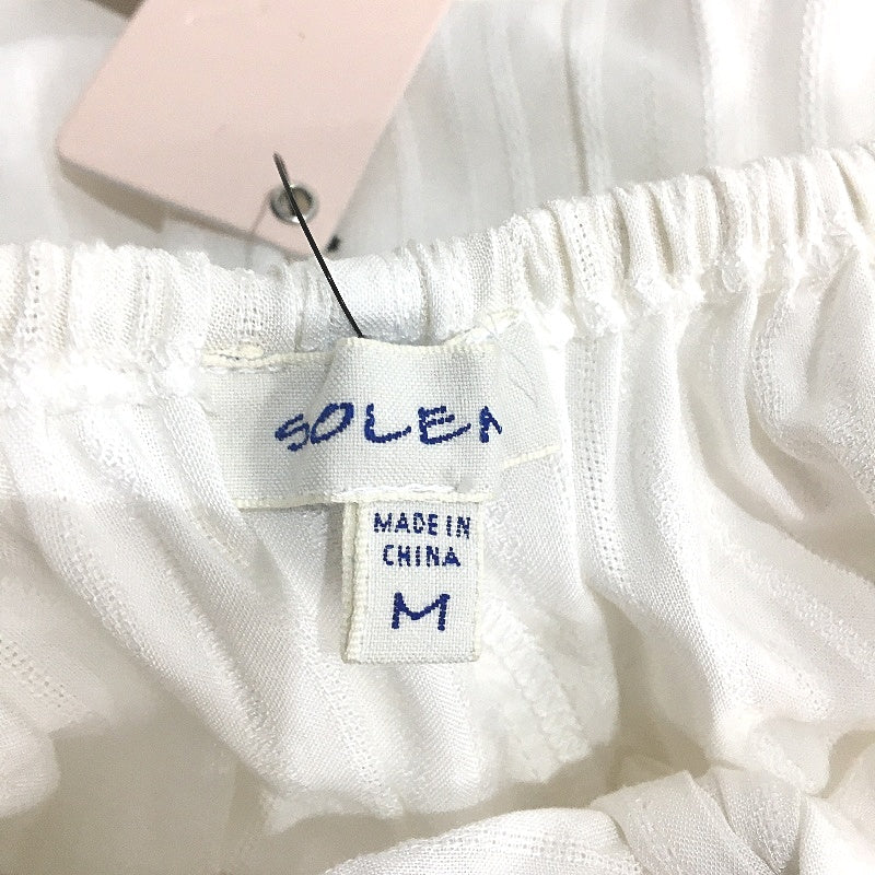 Solemio White Patterned Halter Neck Lace Trim Mini Jumpsuit Ladies Size Medium