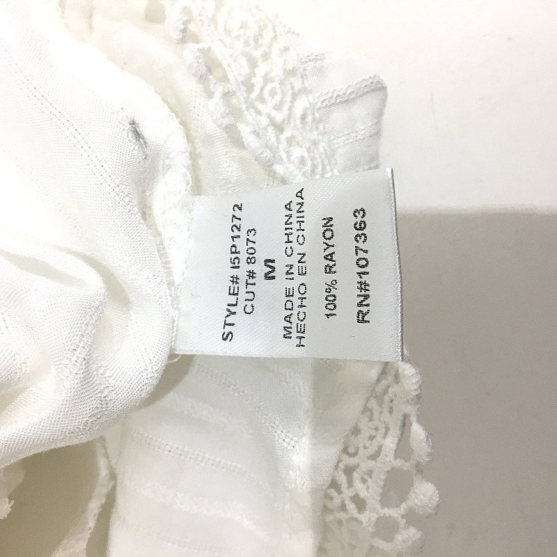 Solemio White Patterned Halter Neck Lace Trim Mini Jumpsuit Ladies Size Medium