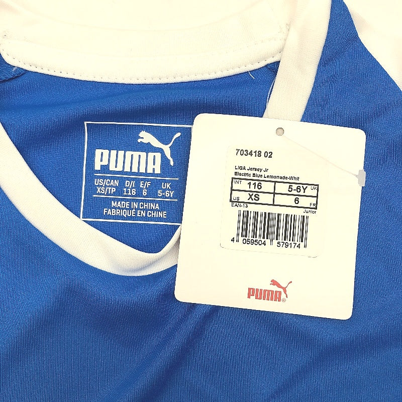 PUMA Junior LIGA  Jersey Electric Blue & White Training Top Youth Size XS 5-6Y