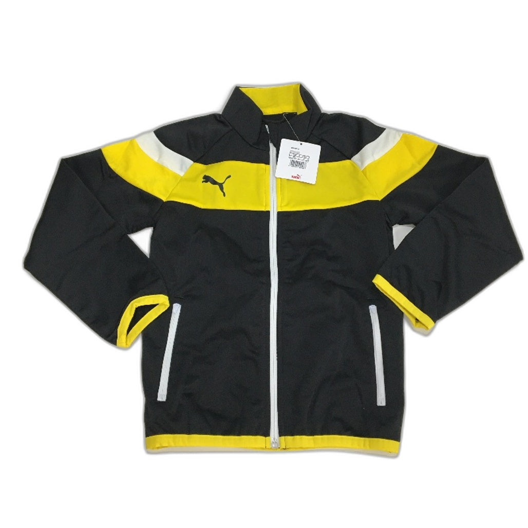 PUMA Junior Spirit II Black & Cyber Yellow Training Jacket Youth Size S 7-8Y NEW