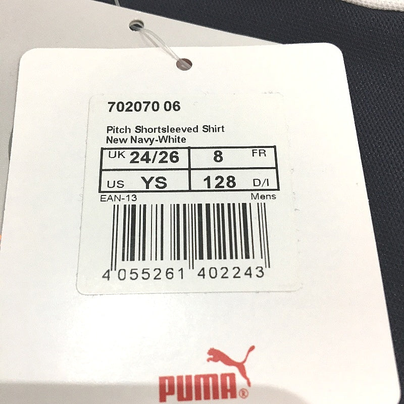 PUMA Junior Navy & White Pitch Short Sleeve Sport Training Shirt Boys Size S NEW