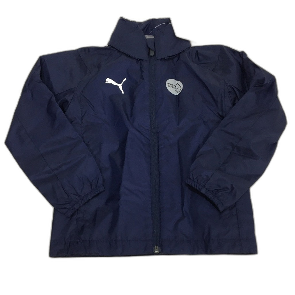 PUMA Junior Dark Blue LIGA Water Repellent Core Rain Jacket Youth Size XS 5-6Y