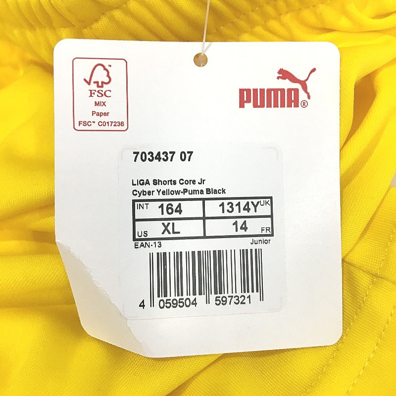 PUMA Junior Cyber Yellow LIGA Core Sports Training Shorts Youth Size XL 13-14Y