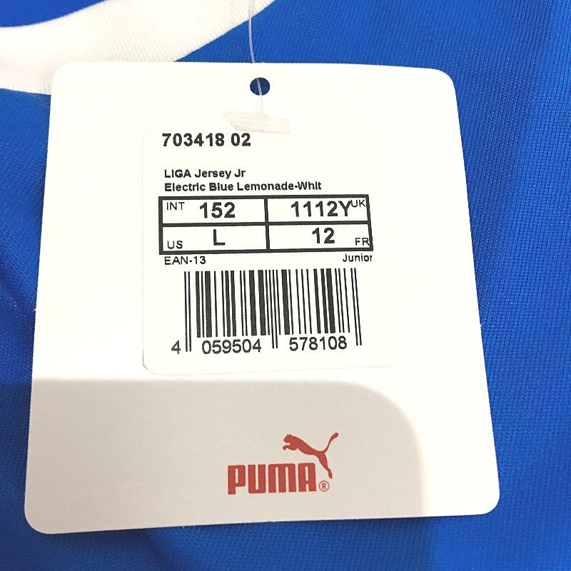 PUMA Junior LIGA Jersey Electric Blue & White Training Top Youth Size L 11-12Y