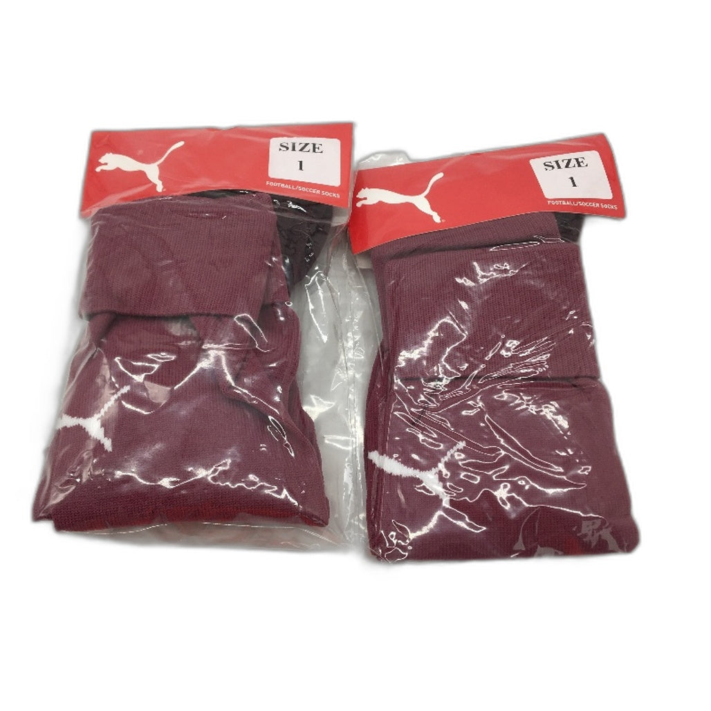 PUMA 2 Pack Magenta Kids Football Soccer High Socks Youth Size 1 US 13-3 NEW