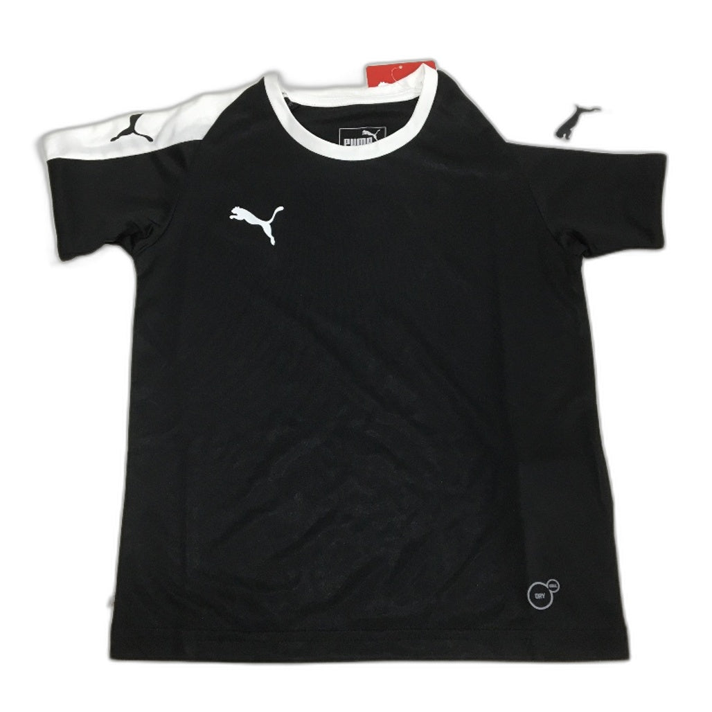PUMA Junior Black LIGA Jersey Short Sleeve Training Tshirt Kids Size XS 5-6Y