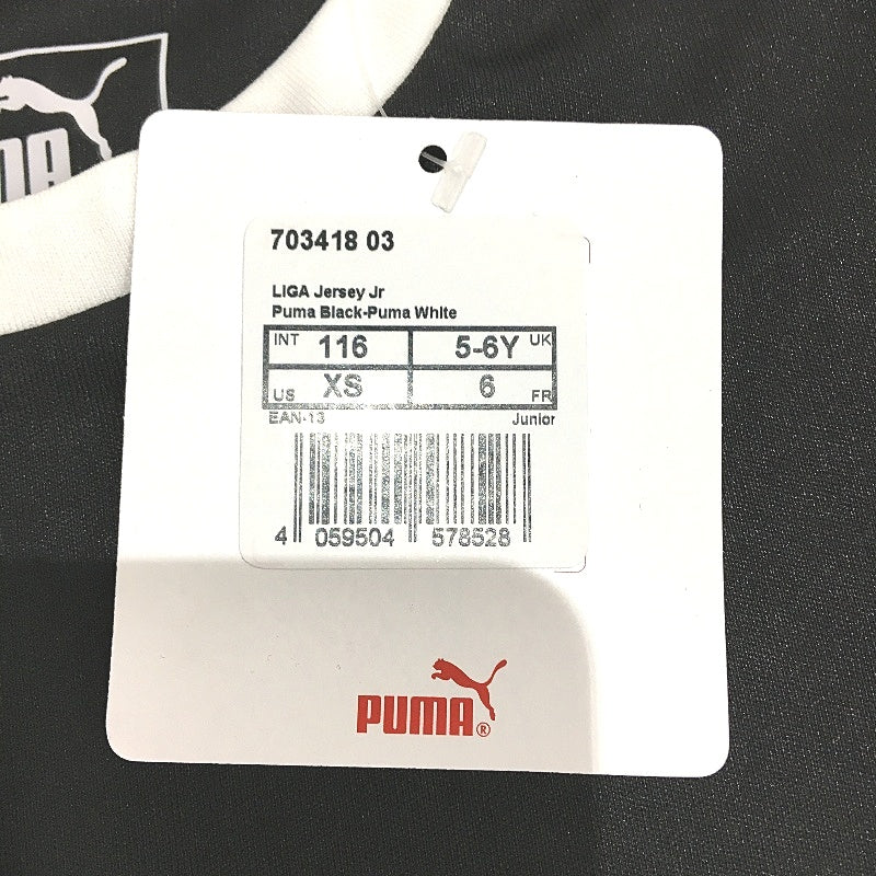 PUMA Junior Black LIGA Jersey Short Sleeve Training Tshirt Kids Size XS 5-6Y