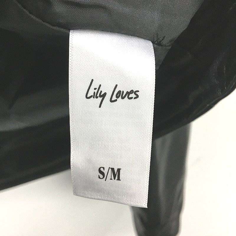 Lily Loves Black Casual Day PU Faux Leather Bomber Jacket Womens Size S-M NEW