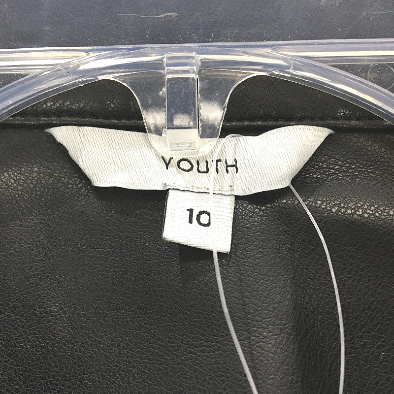 Black Faux Leather PU Button Down Kids Jacket With Front Pockets Youth Sz 10 NEW