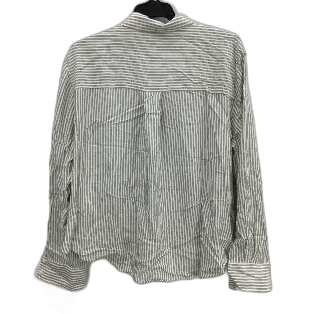 Just Jeans Khaki & White Stripe Button Up Harper Wrap Shirt Ladies Size 10 NEW