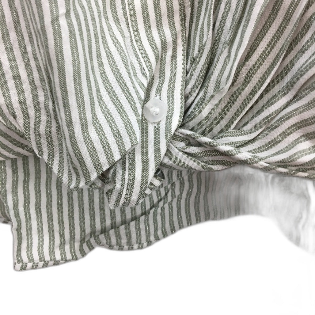 Just Jeans Khaki & White Stripe Button Up Harper Wrap Shirt Ladies Size 10 NEW